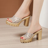 Thick-Heeled Slippers Women's Thick-Soled Waterproof Platform Fish Mouth 2023 New Summer Fashion Women Wearing Hollow-Out Sandals And