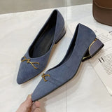 Breakj Heels Women's Velvet Commuting Fashion Single-Shoe Square Heel French Heel Lady Single Shoes OL Shallow Working Women's