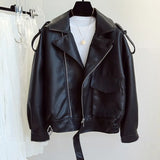 Autumn Winter New Soft Faux Leather Jacket Women Loose Moto Bike Coat Streetwear Female Brown PU Leather Jackets with