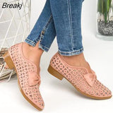 New Fashion Bowtie Pointed Toe Flats Spring Shoes for Woman's Platform Slip on Loafers Summer Sandals Bow Cutout
