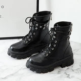 Gothic Ankle Boots Zip Punk Style Platform Shoes Goth Winter Lace-up Booties Chunky Heel Sexy Chain 2020