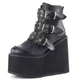 Buckle Ankl Bootes Women Punk Female Platform Boots Wedges High Heels PU Women Short Boots Botas De Mujer Plus Size