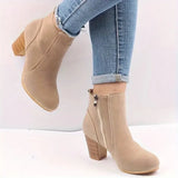 And Autumn 2025 New Small Chili Pepper Coarse And High-Heet Short Boots Grinding British Martin Boots Side Zippered Nude