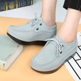 Leather Casual Women Shoes Korean Version of The Four Seasons Shoes Sneakers Women Platform Shoes Lace Up Shoes
