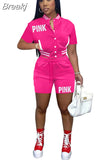 Pink Printed Baseball Coat Pants Two Piece Sets Spring Fall Outfits Womens Track Suits Casual Fashion Streetwear