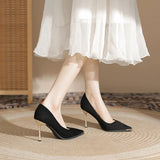 Breakj Single-Shoe Black Tip High-Heeled Women's Fine Heel New Temperament Professional Business Commuter Women's