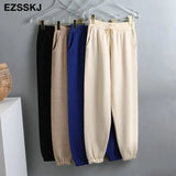Women Elastic Waist Drawstring Trousers Thick Track warm sweater Pants Autumn Winter Sport swear Women'S Pants