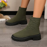 Breakj Plus Size Fashion Boots Women's New Elastic Fly Thick Socks Boots Casual Low Martin