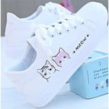 2022 New Arrival Fashion Lace-up Women Sneakers Women Casual Shoes Printed summer Women Pu Shoes Cute Cat