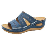 Breakj Summer Cool Slippers Women's Slope And Fish Mouth Loose Cake Bottom Large Multi-Color Embroidered Women's Cool