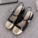 Breakj New Korean Version Of The Square Head With A Single Shoe Women's Casual Mary Jane Women's Shoes Small Sweet Wind Splicing Sandal