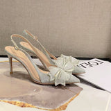 Breakj And Autumn 2025 High Heels Tips To Increase Single Shoes Transparent Bow Water Drill Sandals Female Fairy