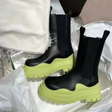 Platform Chelsea Boots 2022 New Mid-tube Boots Thick-soled Martin Boot Female Thigh High Boots Flat Wedges Winter