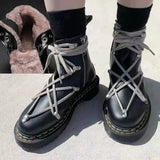 Boots for Women Chunky Martin Boots Genuine Leather Ladies Fashion Platform Motorcycle Boots Botas De Invierno Para
