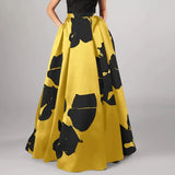 Women 2022 Fashion Big Flower Printed Swing Skirts Celmia Elegant High Waist Long Maxi Skirt Casual Loose Holiday A-line