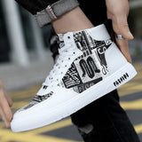Autumn New Trend Men's Shoes Personality Graffiti High-Top Men's Shoes Leisure Four Seasons Student Sports