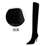 Breakj Fashion And Simple Winter Women's Boots Fine Heel High Heel Suede Sexy Nightclub Show Thin Over The Knee