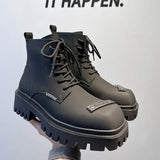 Breakj New Square Casual Men's Hairstylist British Black Fashion Boots