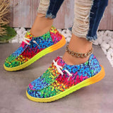 Breakj New Large-Size Lace With Color Low-Top Single Shoes Women Graffiti Lazy Man Canvas Flat-Bottomed Casual Single