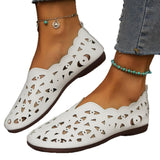 Breakj Large-Size Hollow Carved Flat Sole Single Shoes Round Head Lazy One Foot Pedal Low Help Shallow Boat