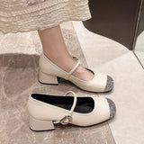 Breakj Casual High-Retro French Single-Shoe Small Scented Silver Lily One-Word Temperament Light-Mouthed Mary Jane