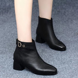 Boots Female Autumn Winter 2023 New British Wind With Thick Heel High Heel Leather Shoes Winter Pointed And Velvet Spring And Autumn Single