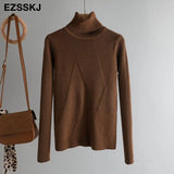 thick Knitted Women high neck Sweater Pullovers Turtleneck Autumn Winter Basic Women Sweaters Slim khaki jacket