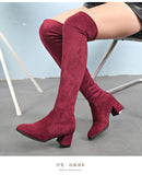 Designer Brand Luxury Women Shoes 2020 Lady Boots Suede Elastic Boots Women's Round Toe Sexy Over The Knee