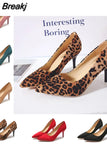 High Heels Pumps 8cm Tacones Pointed Toe Stilettos Femme Sexy Ladies Wedding Leopard Plus