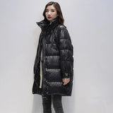White Duck Down Long Jacket Woman Stand Collar Coat Winter Loose Waterproof Down Overcoat Parka Female Warm Snow