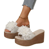 Breakj New Thick-Soled Slippers Women's Shoes Large-Size One-Size-Type Flower Waterproof Table Thick-Soled