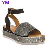 New Arrivals 2021 Big Size 43 Summer Sandals Crystal Woman Shoes Platform Buckle Strap Beach Leisure INS Dropship Comfy