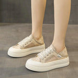 Small White Shoes Women's Shoes 2024 New Summer Net Shoes Two Kinds Of Thick-Soled Lace Thin Casual Board