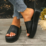 Summer New Women's Shoes Large Size Fashion Cake Thick Bottom One Word Cover Toe Wear Casual