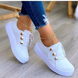 White Shoes Women 2022 Fashion Round Toe Platform Shoes Size Casual Shoes Women Lace Up Flats Women Loafers Zapatos
