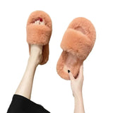 Breakj Hairy Slippers Women 2025 Autumn And Winter New Hairy Home Outside The Bottom Of The Wearing Plush