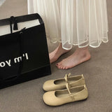 Shoes Women's Spring And Summer Evening Shoes New Style Mary Jane Hundred-Style Soft Leather Doudou Flat Shoes With