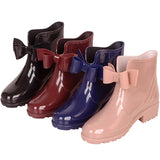 Women's rain boots fashion classic cute bow 2019 solid color Non-slip boots women's rain