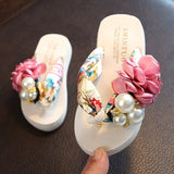 New Non-slip Children's Flip-flops Girls Fashion Beach Shoes Pinch Sandals Female Flowers Slippers Women Wear Size
