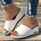 Breakj And Summer New Fish Mouth Slope And Slippers Women Wear Loose Cake Thick Bottom One-Word Drag Large Size Women Cold