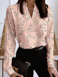Women 2022 Spring Elegant V-Neck Blouse Popular Vintage Flowers Print Slim Shirt Autumn Office Ladies Fashion Long Sleeve
