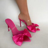 Station Pointed High Heels Big Bow Fine With Cool Slippers Long-Term Spot
