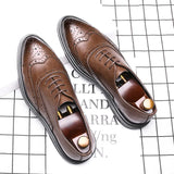 Breakj 2023 New Business Leather Shoes Men's Leather Shoes British Bullock Carved Men's Shoes