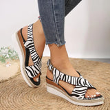 Women's Wedges Sandals Ladies Summer Casual Platform Fashion Open Toe Print Rome Sandals Female Beach Sandals Sandalias De
