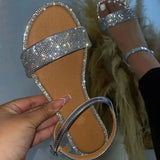 Women Sandals Crystal Fashion Summer Shoes Flat Gladiator Non Slip Beach Femme Zapatos Deportivos Para Mujer Sapatos