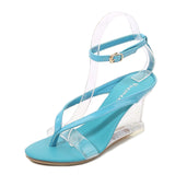 Breakj High Heels Female Summer New Korean Version Of Versatile Summer Women's Shoes A Word Buckle Simple Wedge Sandals