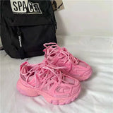 Brand Design Women Sneakers Cute Pink Chunky Shoes Ladies Breathable Mesh Trainers Women's Light White Sport