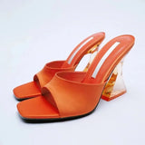 Breakj Slippers Women's 2023 Summer New Square Head Thick And One-Word Fashion Wearing Large-Size Cold