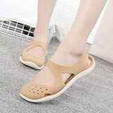 Women Sandals Soft Flat Jelly Shoes Slip On Female Casual Girl Sandals Hollow Out Mesh Flats Beach Shoes New
