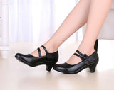 Genuine Leather Black OL Work Shoes Women Low Heels Pumps 2022 Spring New Lady Casual Shoes Flower Pumps For